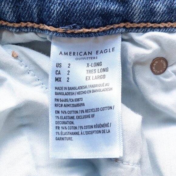 AMERICAN EAGLE Stretch 90s Straight Leg Jeans Womens 2 X-Long - Picture 7 of 11